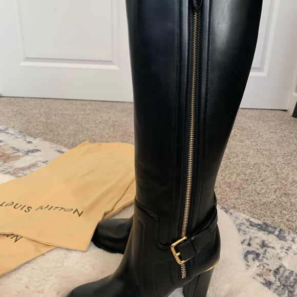 LOUIS VUITTON FRONTROW BLACK PLATFORM BOOTS RARE - Picture 3 of 10